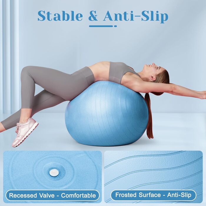 Комплект гімнастичного м&39яча 55/65/75 см та м&39яча для пілатесу 25 см м&39яч Pezzi з антилопним покриттям для вагітних, м&39яч для сидіння з антиковзким покриттям, м&39яч для балансування, м&39яч для йоги для дому, фітнесу та офісу, синій L 7525 см