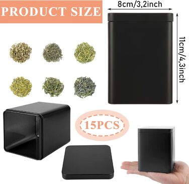 Чайних банок для розсипного чаю (від 100 г до 250 г), 8 x 8 x 11 см металеві ароматичні бляшанки для спецій для кавових зерен та спецій (сірі), 15