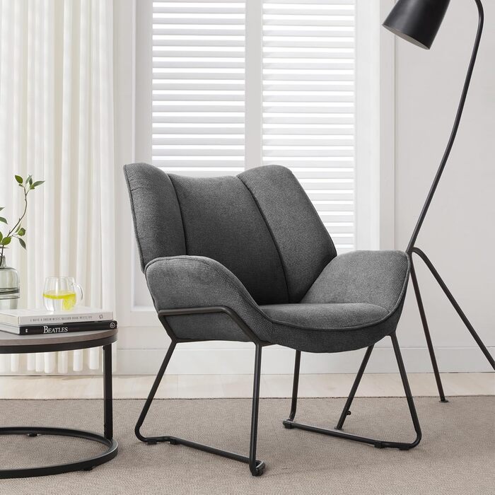 Сучасне крісло-гойдалка, реклайнер, диван-гойдалка з подушками, крісло для читання, балконний диван, пелюсткоподібний з підлокітниками, невеликий диванчик, крісло-косметика, ергономічне крісло, 72 x 67 x 80 см (сірий)