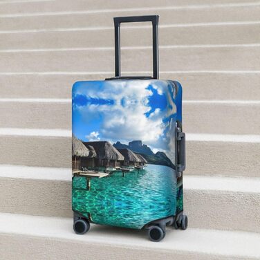 Чохол для валізи Морський пейзаж, еластичний захист від подряпин та пилу, чорний, розмір 85 см