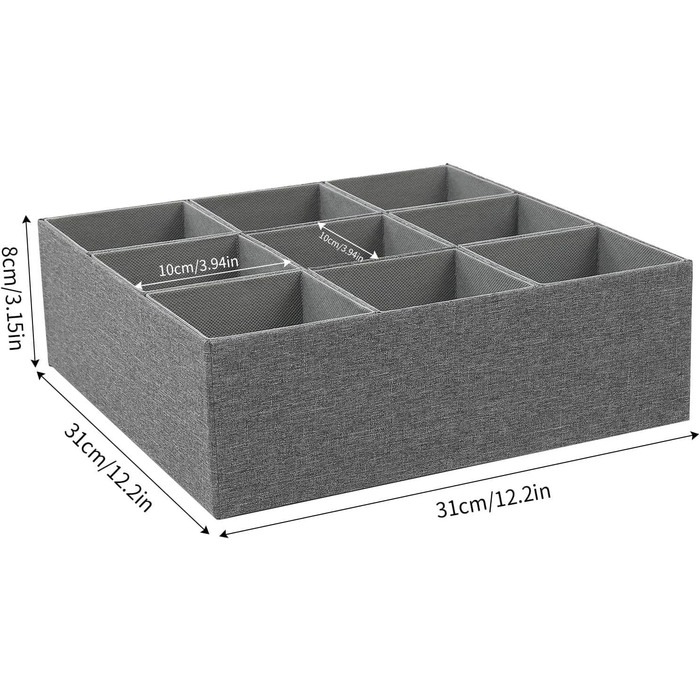 Органайзер для краваток, складний нетканий органайзер з 9 відділеннями для ременів, краваток, шкарпеток, спідньої білизни в шафі (СІРИЙ)