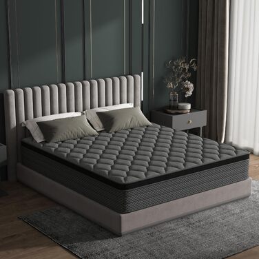 Матрац 160x200 см, підходить для ліжок з пружинним блоком, рівень жорсткості H3, підходить для дітей та дорослих, сертифікований Oeko-Tex, ергономічний 7-зонний матрац, висота 20 см, розмір EU King (160x200 см)