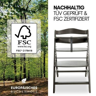 Дитячий дерев'яний стільчик для годування від народження з функцією нахилу - додаткове плоске кріплення для новонароджених та баво