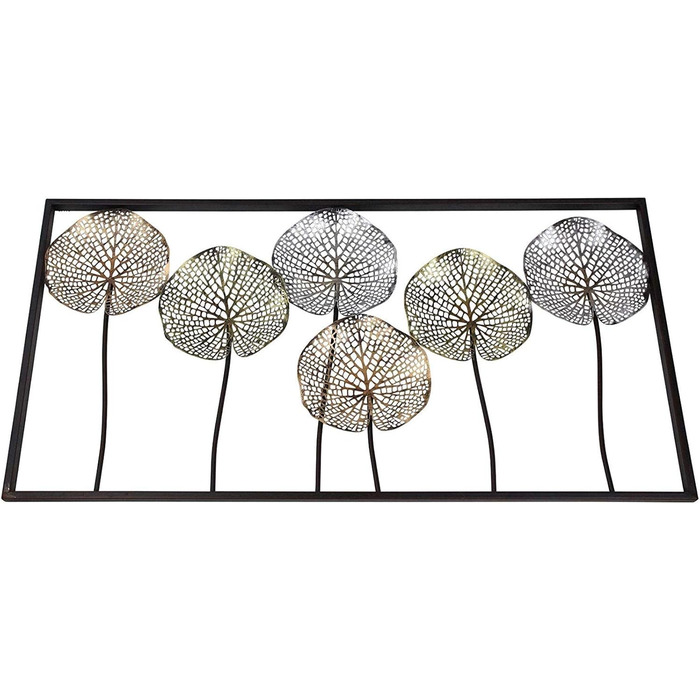 Фотошпалери лотос з металу, 100x50 см, оздоблення стін, настінний орнамент, металева картина, декоративний предмет, 3D