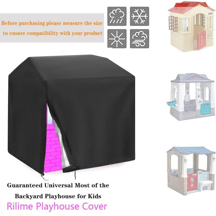 Чохол для вуличного ігрового будиночка Rilime, водонепроникні чохли для дитячих ігрових будиночків 420D зберігають дитячий ігровий будиночок сухим і чистим Двошовний всепогодний захист (145 x 145 x 160 см)