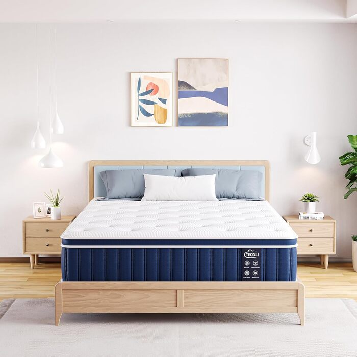 Матрац TeQsli з гелевим пружинним покриттям 140x200 см Висота 25 см Гелевий пружинний матрац з піною з ефектом пам&39яті для зняття тиску, ортопедичний та ергономічний 9-зонний матрац, сертифікований H3, Oeko-Tex та CertiPUR 25 см 140x200x25 см