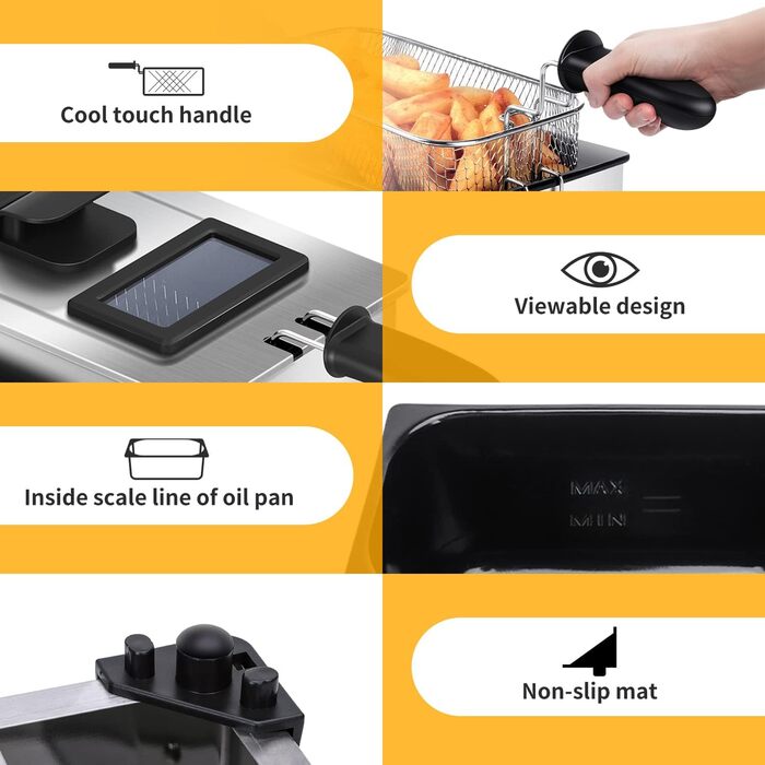 Напівпрофесійна фритюрниця, нержавіюча сталь, 2200 Вт, 3 літри. Не містить бісфенолу А, 30HEZ -