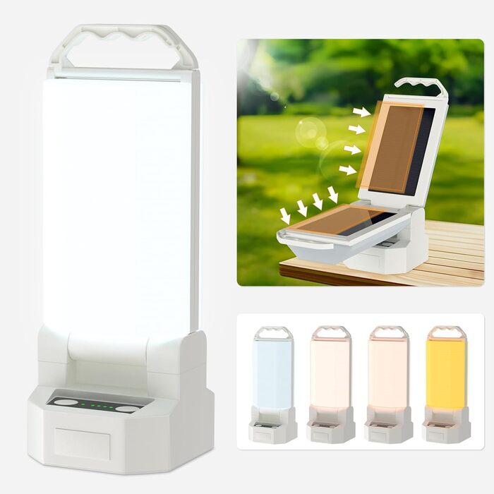 Сонячний кемпінговий ліхтар SoulBay, акумуляторний USB-C, водонепроникний, з регульованою яскравістю, підвісний світлодіодний кемпінговий ліхтар для намету, столу, кемпінгу, походів, складний та портативний, 4 режими світла, 36 годин