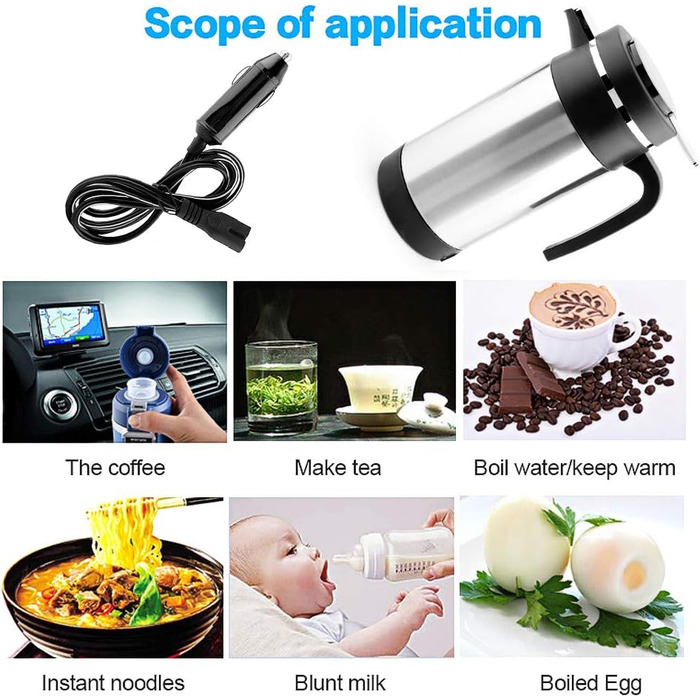 Автомобільний чайник, нержавіюча сталь 12В автомобільна чашка для підігріву кави чай термос чашка для підігріву води чайник для по