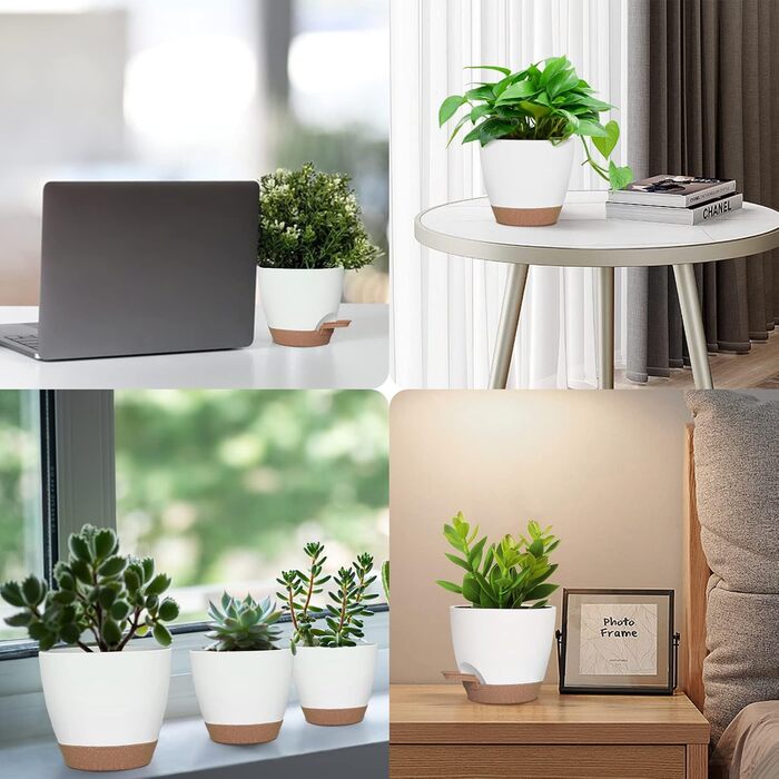 Пакетів пластиковий квітковий горщик з системою поливу, 17.8/16.5/15.2/13.9/12.7 см самополиваюча сівалка з блюдцем кругла сівалка