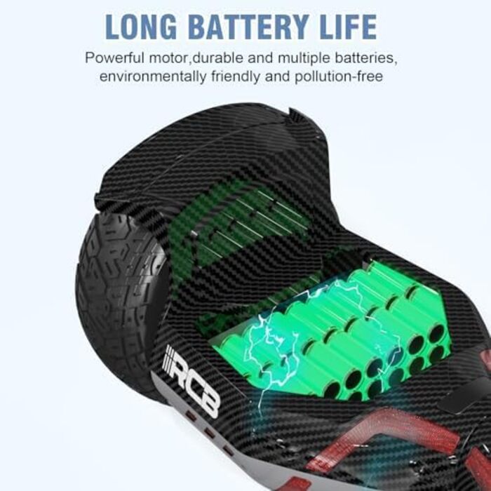 Позашляховий ховерборд RCB 8,5 дюймів – всюдихідний самобалансуючий самокат з LED-підсвічуванням, акумулятором 4 Аг, подвійним двигуном для дітей, підлітків та дорослих, чорний