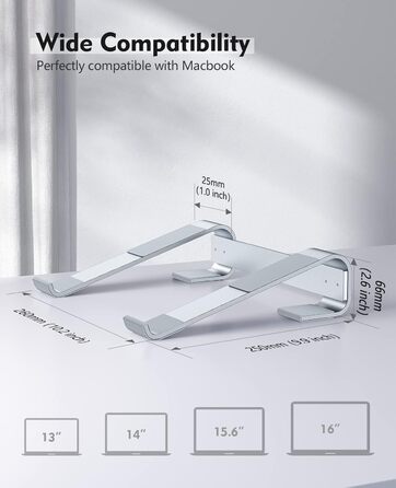 Підставка для ноутбука на стіл, ергономічна, алюмінієва, з вентиляцією, сумісна з MacBook Air/Pro, Dell XPS, HP (1117,3 дюйми), срібляста ідеально для домашнього офісу Z-silver