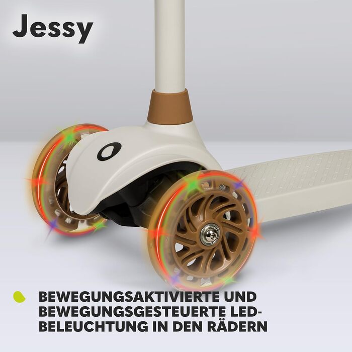 Дитячий триколісний самокат LIONELO Jessy Premium для дітей від 3 років до 50 кг, 56 x 26 x 60-80 см, коричневий