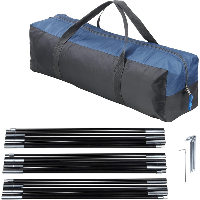 Намет Cetona 4 особи 170 см Купольний намет Вітальня Бічний вхід Висота над головою Водонепроникний 3000 мм Синій сірий