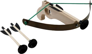 Малий дерев'яний арбалет (набір) — одноручний, з сталевим луком, 29 см, 3 болти (18 см) — 1 комплект (4 предмети)
