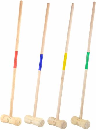 Дерев&39яний набір для крокету з молотками, м&39ячами, металевими хвіртками та стійками воріт, у практичній сітці для перенесення, цікава гра для дозвілля в саду та парку - Idena 40609