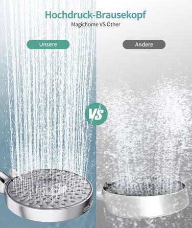 Душова лійка SR SUN RISE з фільтром, шланг та картриджі для фільтрації, 9 режимів розпилення з 4-ступеневим фільтром води, високий тиск для жорсткої води, видаляє залишковий хлор, важкі метали та бактерії, хромоване покриття з іонами срібла