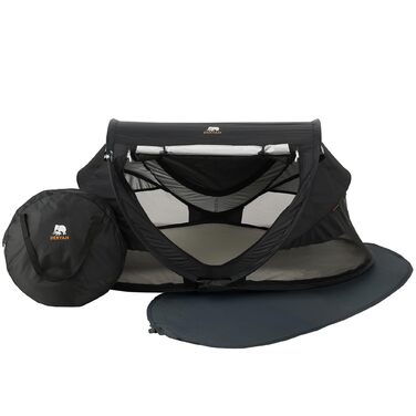 Дитяче ліжечко Deryan з матрацом від народження до 2,5 років - висувне дитяче ліжечко-намет, яке встановлюється за 2 хвилини - включає москітну сітку та дорожню сумку - 136x84x62 см (чорний), PL Black Peuter Luxe Black