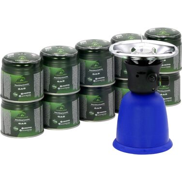 Газова плита з 10 газовими картриджами та п&39єзорозпалом для газових картриджів вагою 190 г, що проколюються, EN417, газова кемпінгова плита, кемпінгова плита з газовим картриджем 1 конфорка, міні-газова плита, газова плита, газова плита, кемпінгова плит