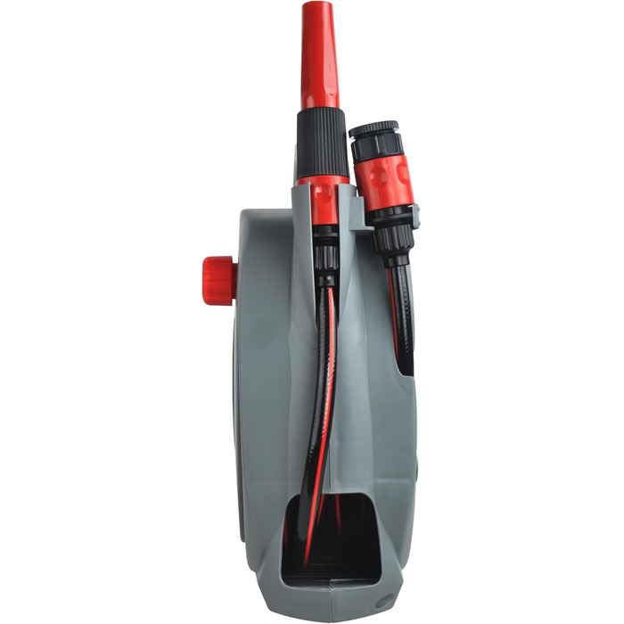 Шланг на котушці LEHMANN 10 м, для настінного монтажу, садовий шланг з переносною системою змотування, включає 2 м підвідного шланга, зєднувачі 1/2 та 3/4