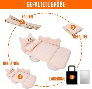 Надувний матрац Ergocar для автомобіля Happy Cat з насосом, подушка для кемпінгу та автокрісла для подорожей, кемпінгу, двору та пляжу (синій)