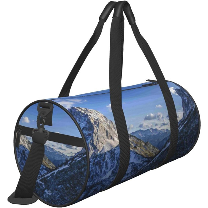 Спортивна сумка-мішок для подорожей, зимовий пейзаж з горами, сумка на ніч, чорна, універсальний розмір, дорожня сумка