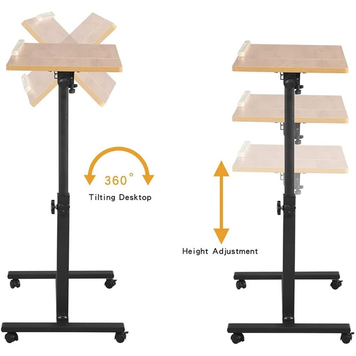 Журнальний столик з колесами, стіл для догляду з регульованою висотою, комп&39ютерний стіл, стіл для ноутбука, офісний комп&39ютерний стіл, приліжковий столик для ліжка для догляду за хворими, письмовий стіл (дерево 60.34.5.58/90см) Дерево (60.34.5.58/90с