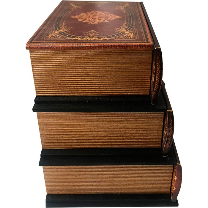 Міні-комод Rebecca Mobili, органайзер для столу, форма книги, 3 шухляди, МДФ ПВХ полотно, ретро стиль, для ювелірних виробів та косметики - Розміри 22 x 24 x 16 см (В x Д x Ш) - Арт. RE6443 22x24x16 см