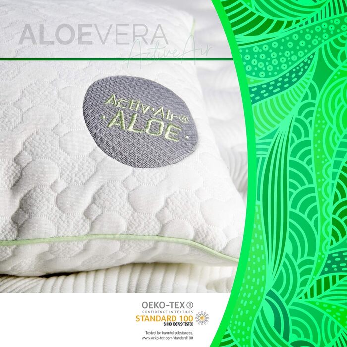 Подушка Vitapur 40 x 80 Алое Вера - Прохолодна влітку, тепла взимку - Подушка 1 для сну на боці із заспокійливим ефектом - Дуже повітропроникна
