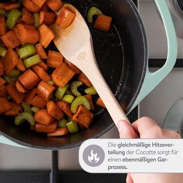 Кокотниця з кришкою, м'ятна, кругла, 28 см, 6 л, чавунна жаровня, індукційна каструля. 28 см м'ята