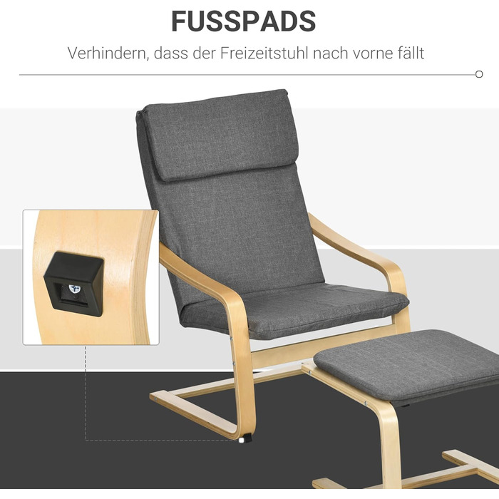 Крісло-реклайнер HOMCOM з підніжкою, крісло для відпочинку з лляним виглядом, сучасне крісло під телевізор, м&39яке крісло для вітальні, спальні, сірий колір