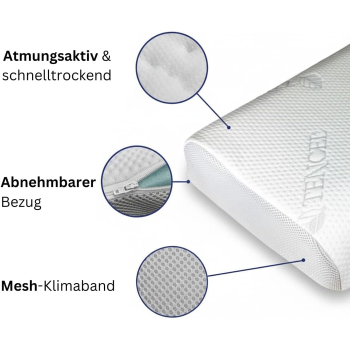 Регульована подушка для підтримки шиї для сну на боці та спині, з дихаючого натурального волокна Tencel
