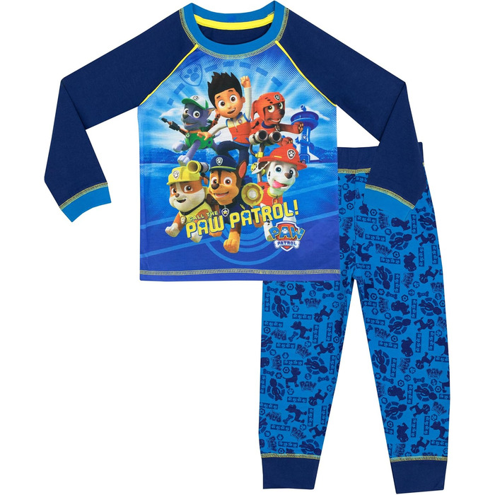 Піжами для хлопчиків PAW PATROL М&39які бавовняні піжами із зображенням Маршалла, Чейза та Райдера Офіційно ліцензовані дитячі піжами, розмір 116, різнокольорові