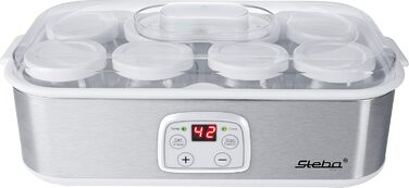 Йогуртниця Steba для смачного домашнього йогурту з ідеальною консистенцією 8 скляних горщиків для йогурту з кришками, об'ємом 180