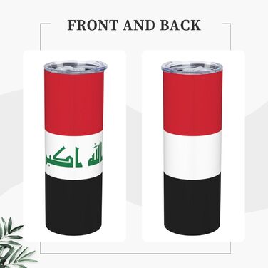 Кухоль з прямою трубочкою, дизайн іракський прапор, друкований, дорожній кухоль, підходить для кемпінгу, офісу та дому, 590 мл