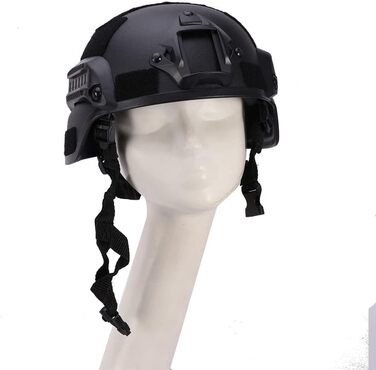 Тактичний шолом у стилі MICH2000, легкий тактичний шолом, захисна тактична версія шолома з кріпленням LVN та боковими рейками, захисний шолом у військовому стилі для страйкболу, пейнтболу, тактичного військового стилю (чорний)