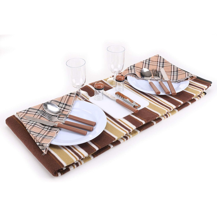 Рюкзак для пікніка Apollo Walker для 2 осіб, комплект для пікніка (комплект та ковдра), термосумка, сумка-холодильник для кемпінгу, пляжу, походів, коричневий, Brown-2