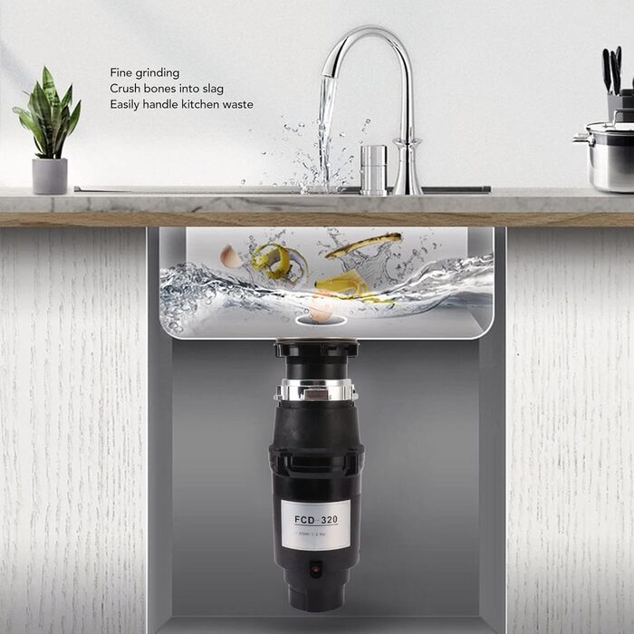 Утилізація сміття, ємність 1050 мл, кухня, подрібнювач харчових відходів, низький рівень шуму, захист від бризок, сміттєвий млин, утилізація кухонних відходів, вилка ЄС