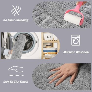 Комплект килимків для ванної кімнати Famibay, 3 предмета, нековзний килимок для ванної та килимок для туалету, що миється, м&39який та абсорбуючий, сірий килимок для ванної кімнати, 45x6550x8050x60 см