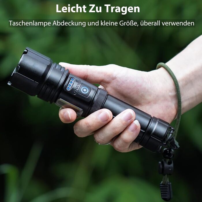 Акумуляторний світлодіодний ліхтарик, 1000000 люмен, надзвичайно яскравий світлодіодний ліхтарик з USB-акумулятором, 7 режимів світла, тактичний ліхтарик, водонепроникний ліхтарик IPX7 для кемпінгу та походів