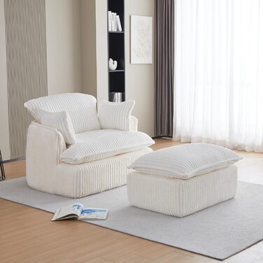 Звичайний розкладний компресійний диван-крісло, одномісний диван з підставкою для ніг, м&39який та зручний пеленальний диван, диван з подушками для підлокітників (бежевий)