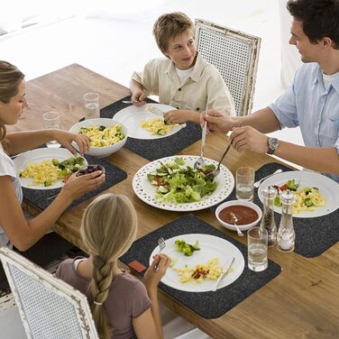 Серветка на підставку, набір з 18 серветок Миються 6 серветок, 6 скляних підставок, 6 мішечків для столових приборів - антрацит Кв