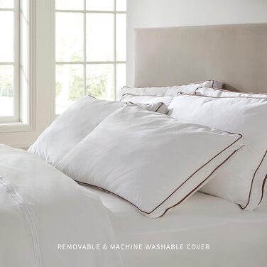 Латексна подушка Saatva, стандартний лофт (10,2 см 12,7 см), гіпоалергенна подушка з подрібненим латексним ядром, дихаюча, чохол з органічної бавовни, який можна прати в пральній машині, ліжко розміру &quotqueen-size&quot (71,1 x 40,6 см), стандартний/que