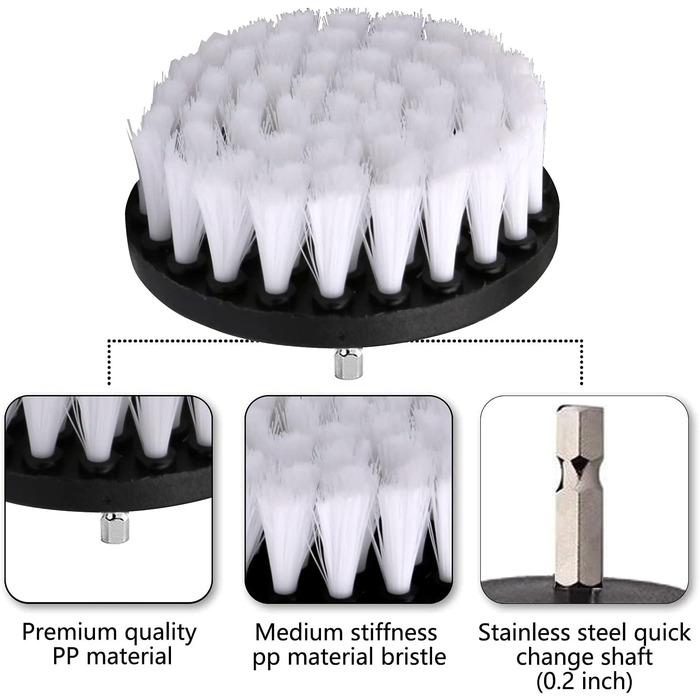 Набір насадок для щітки, Насадка для щітки Акумуляторна викрутка 5 шт. Щітка для чищення Ободна щітка Скруббер Набір щіток для чищ