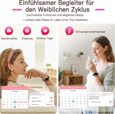 Жіночий смарт-годинник з ЕКГВСР/ІМТ/сечовою кислотою, круглий 1,43-дюймовий AMOLED годинник для здоров&39я з 24-годинним зворотним тиском, монітором сну, фітнес-трекером менструального циклу, сумісний з iOS/Android, чорний міланський ремінець