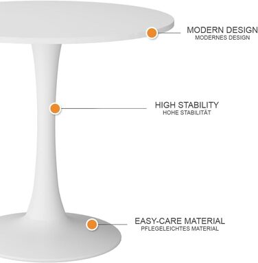 Обідній стіл Vicco Carl, білий, 80 x 80 см