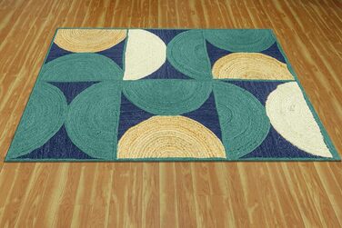 Колекція CASAVANI Прямокутний килим, 25,4 x 35,6 см, візерунок Blue & Multi, тканий джутовий килим, геометричний килим кілім, для