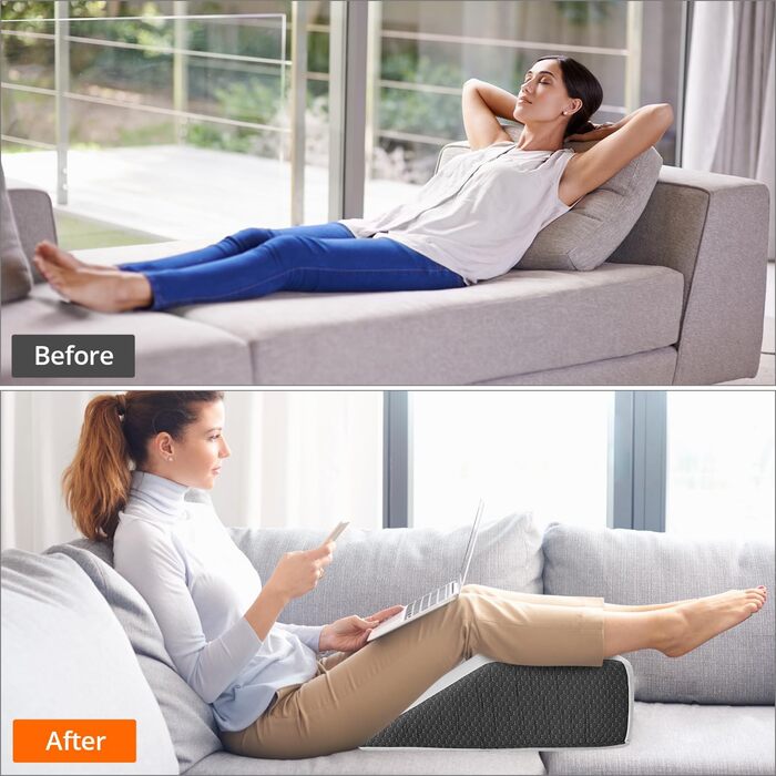 Подушка для ніг QWORK, ергономічна подушка для вен, подушка для підняття ніг з піни з ефектом пам&39яті
