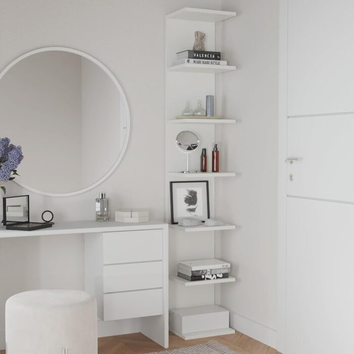 Настінна полиця, книжкова шафа, настінний модуль, стелажі, плаваючі полиці, книжкова шафа, полиці для зберігання папок для спальні, вітальні, ванної кімнати, кухні, офісу, 7 полиць, білий, Blanc 7 etagres 7 Regal