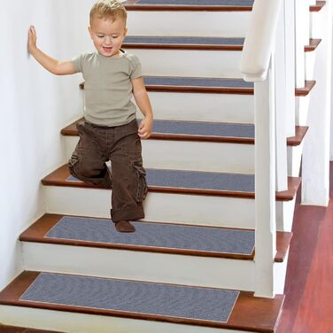 Сходинки для сходів 27 x 88 см, м&39який ворс, самоклеючі та протиковзкі, можна різати, багаторазові, 5 килимових сходинок, килимки для сходів для дітей та домашніх тварин, A